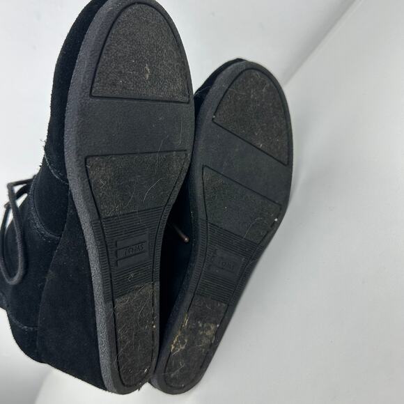Toms Womens Desert Wedge Almond Toe Black Suede Casual Lace-Up Ankle Booties 6 - Picture 8 of 11
